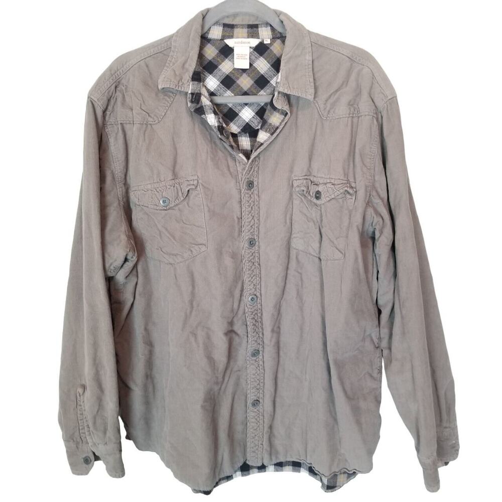 Sundance Mens Western Corduroy Shirt Sz XL Flannel Lined Gorpcore Casual Grunge